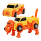 Voiture transformée en chien orange, jouet mécanique