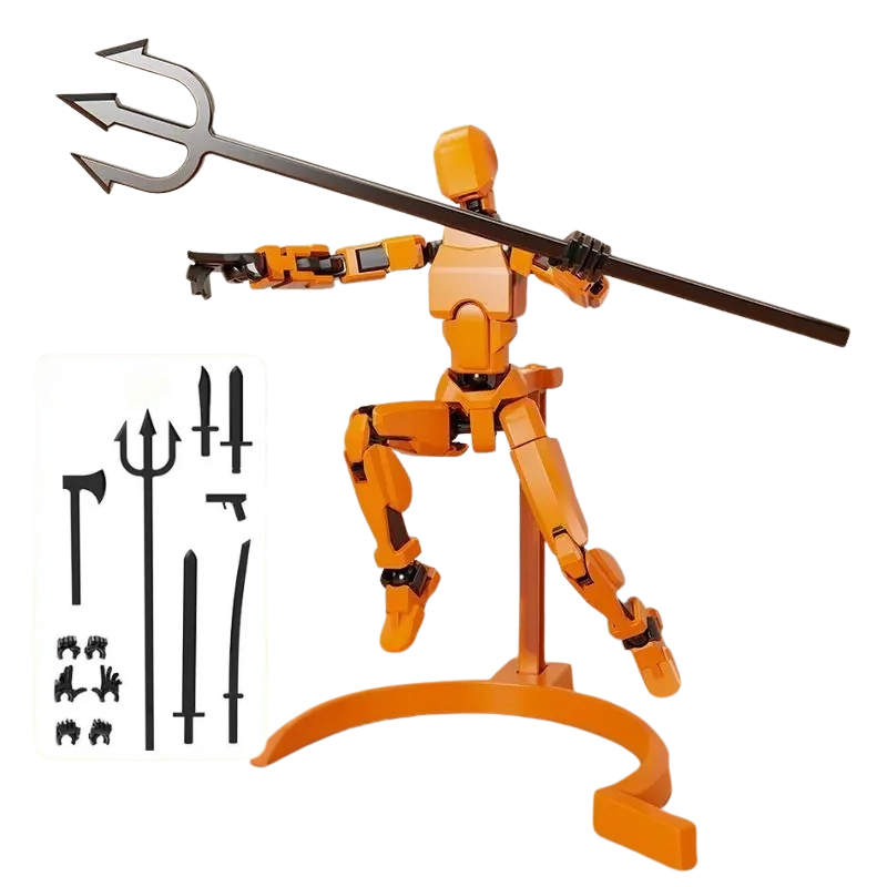 Figure magnétique flexible de couleur orange en position dynamique