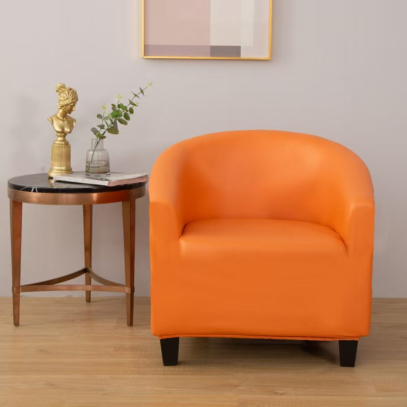Gros plan sur texture imperméable de la housse orange