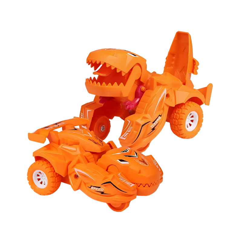 Voiture dinosaure transformable en orange éclatant