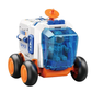 Rover orange avec roues mobiles pour exploration spatiale