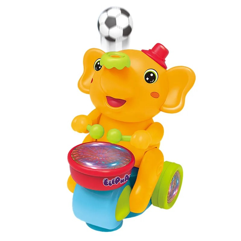 Éléphant orange interactif avec boule flottante
