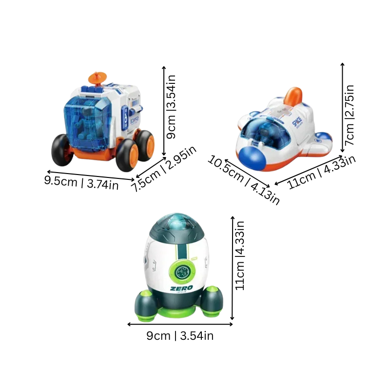 Ensemble de jouets astronautes avec divers véhicules spatiaux