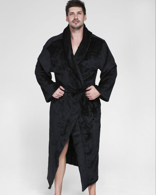 Peignoir homme kimono long et chaud noir
