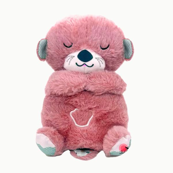 Loutre rose en peluche, veilleuse avec lumière tamisée