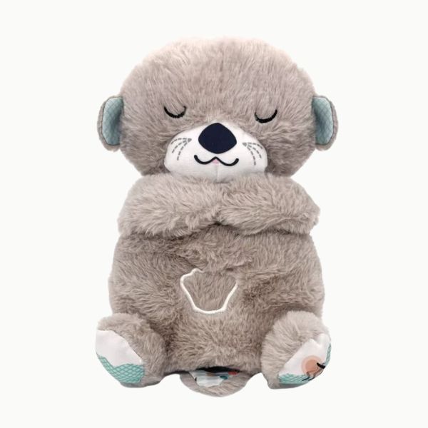 Loutre grise argentée, peluche musicale avec simulation de respiration