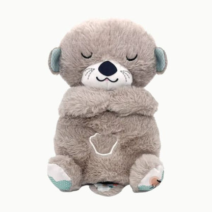 Loutre grise argentée, peluche musicale avec simulation de respiration