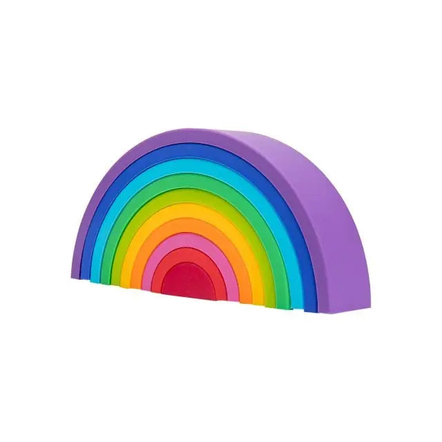 Vue de côté d'un puzzle en bois pastel entièrement assemblé