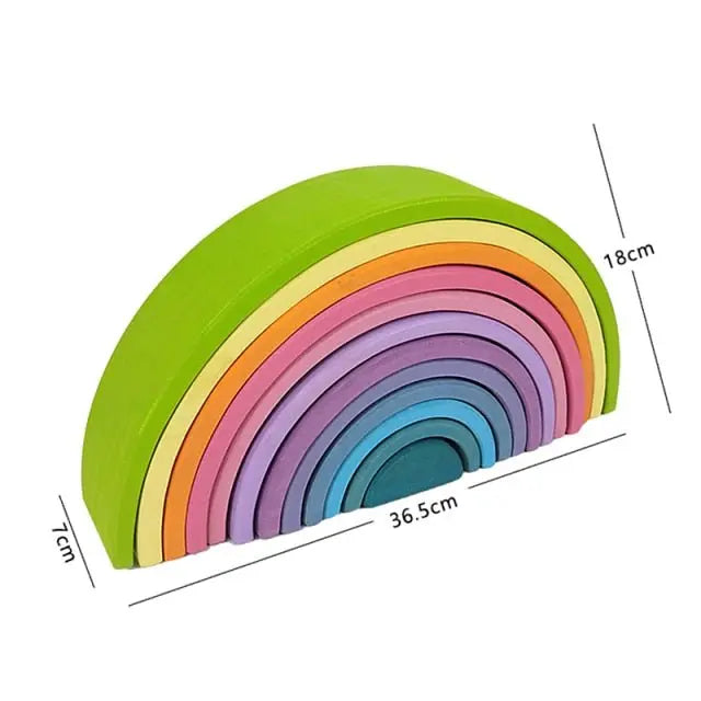 Ensemble de blocs pastel en bois, idéal pour jeux éducatifs