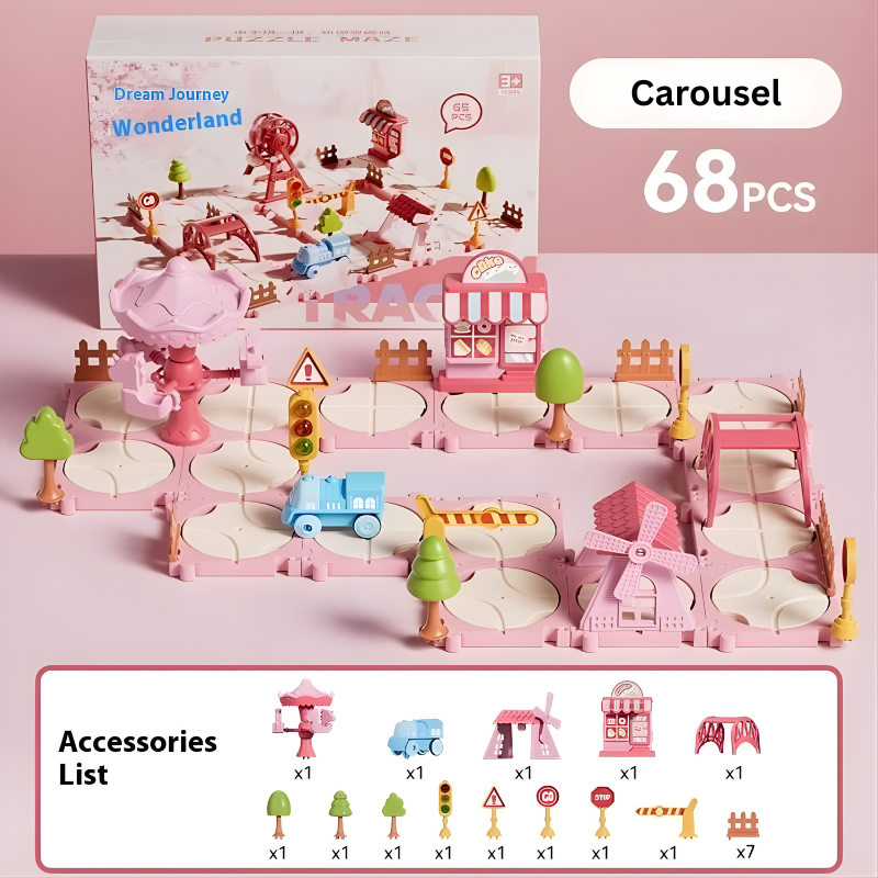 Carrousel rose en pièces de construction, 68 éléments