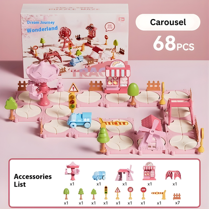 Carrousel rose en pièces de construction, 68 éléments