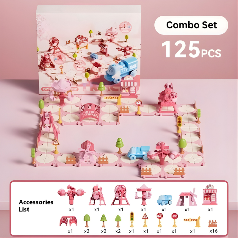 Ensemble combiné rose, 125 pièces de construction