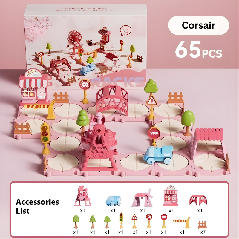 Corsaire rose en pièces de construction, 65 éléments