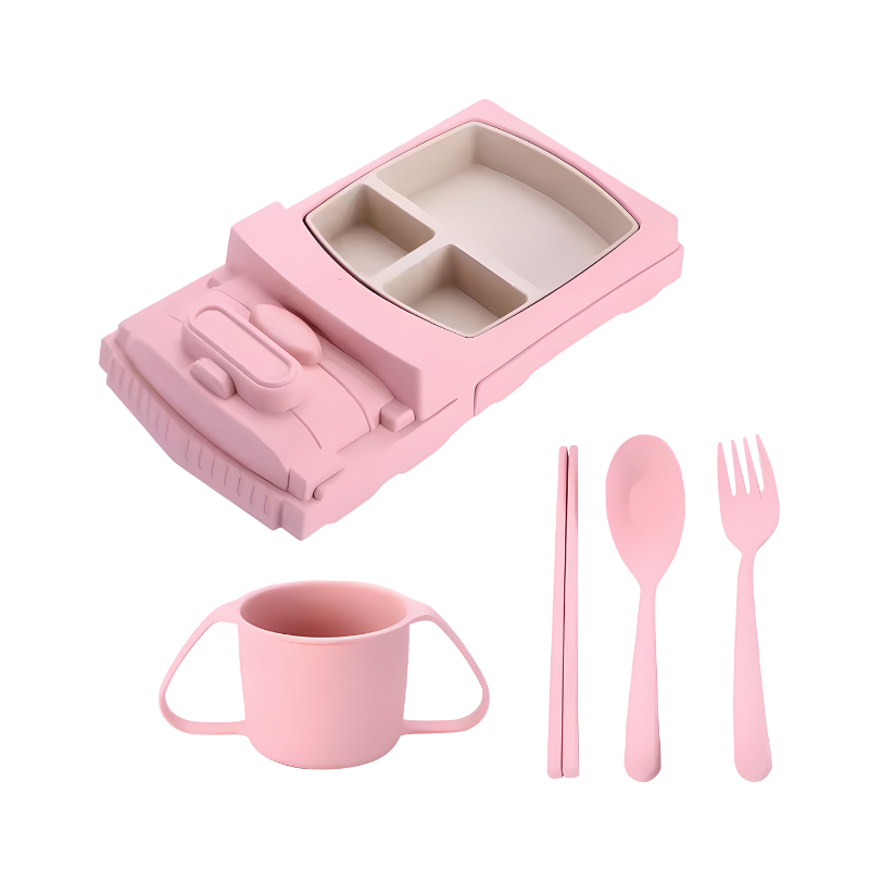 Assiette en forme de camion rose pour enfants