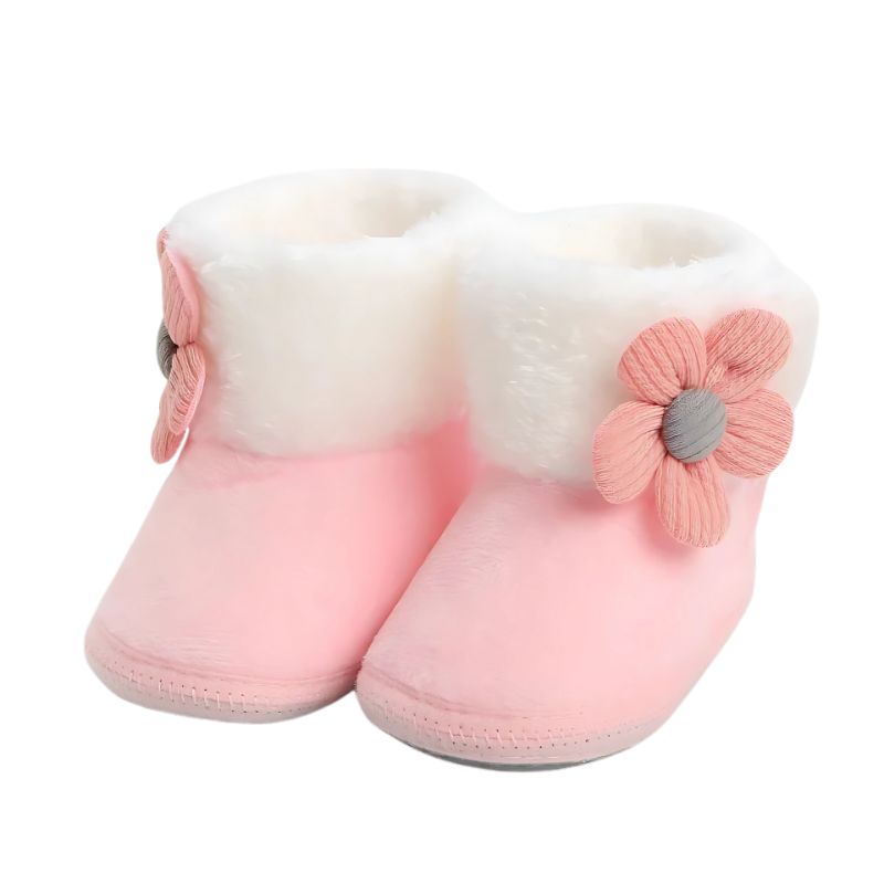 Chaussures bébé moelleuses couleur rose avec détails