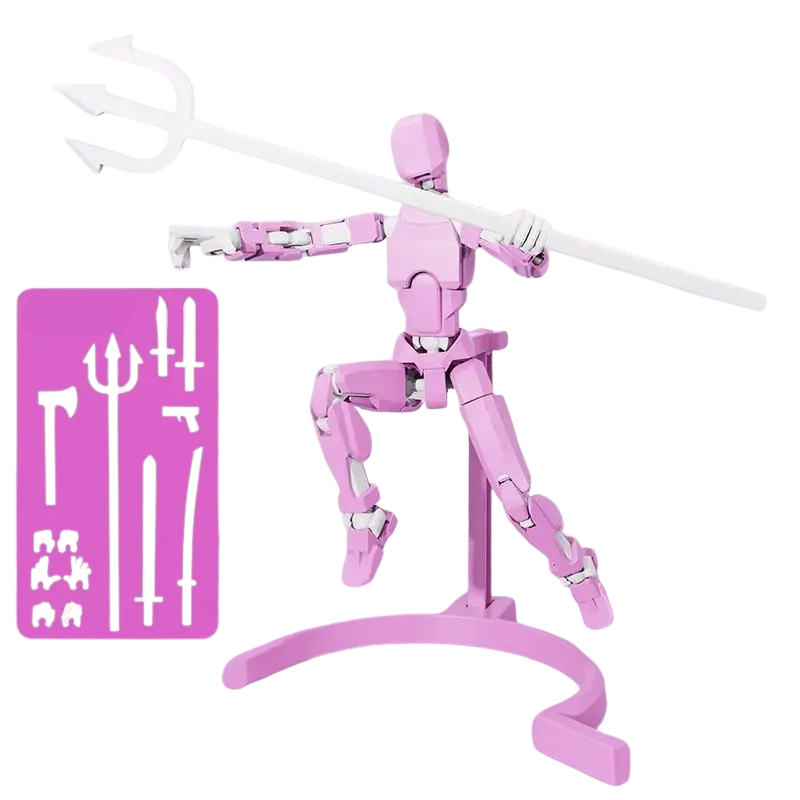 Figure magnétique flexible de couleur rose avec articulation visible