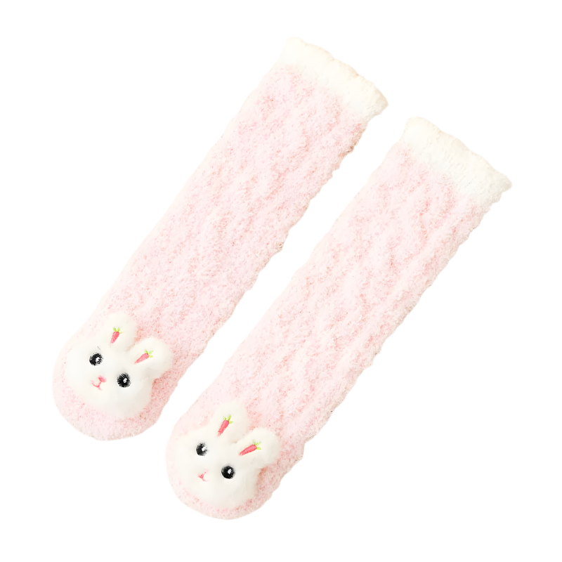 Chaussettes roses en laine d'agneau pour bébés, détail de texture