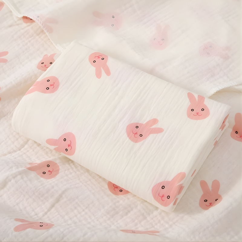 Matelas bébé avec motif lapin rose en coton doux