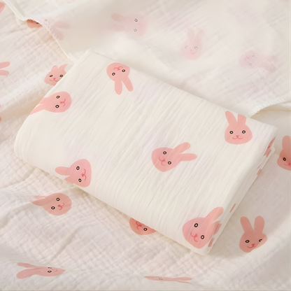 Matelas bébé avec motif lapin rose en coton doux