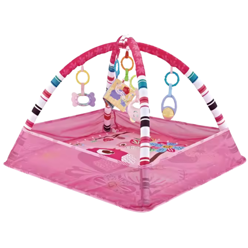 Tapis d'activité rose pour bébé, stimulant et confortable