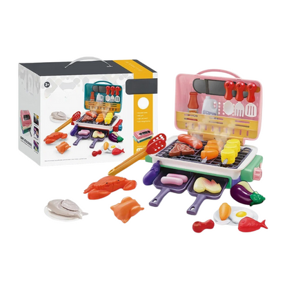 Grill interactif en couleur rose avec aliments changeants