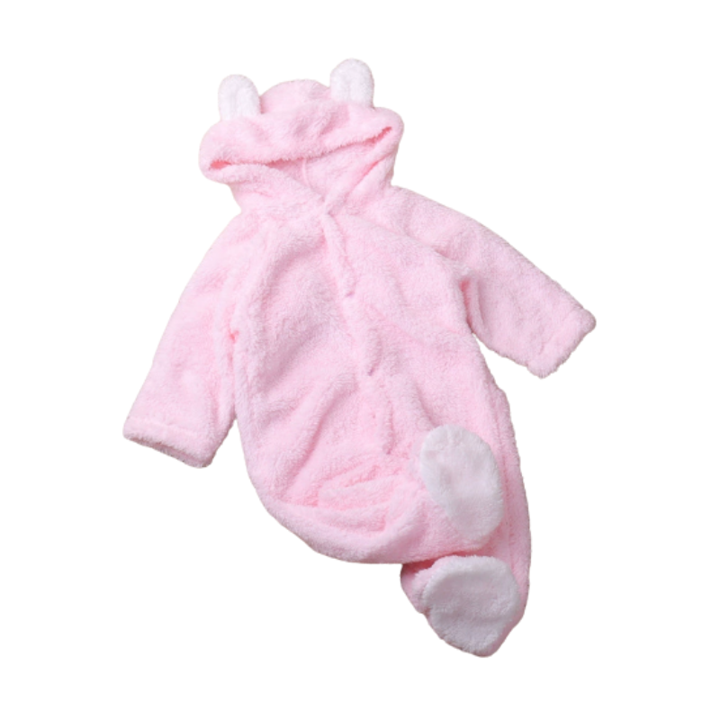 Combinaison bébé rose avec capuche douillette