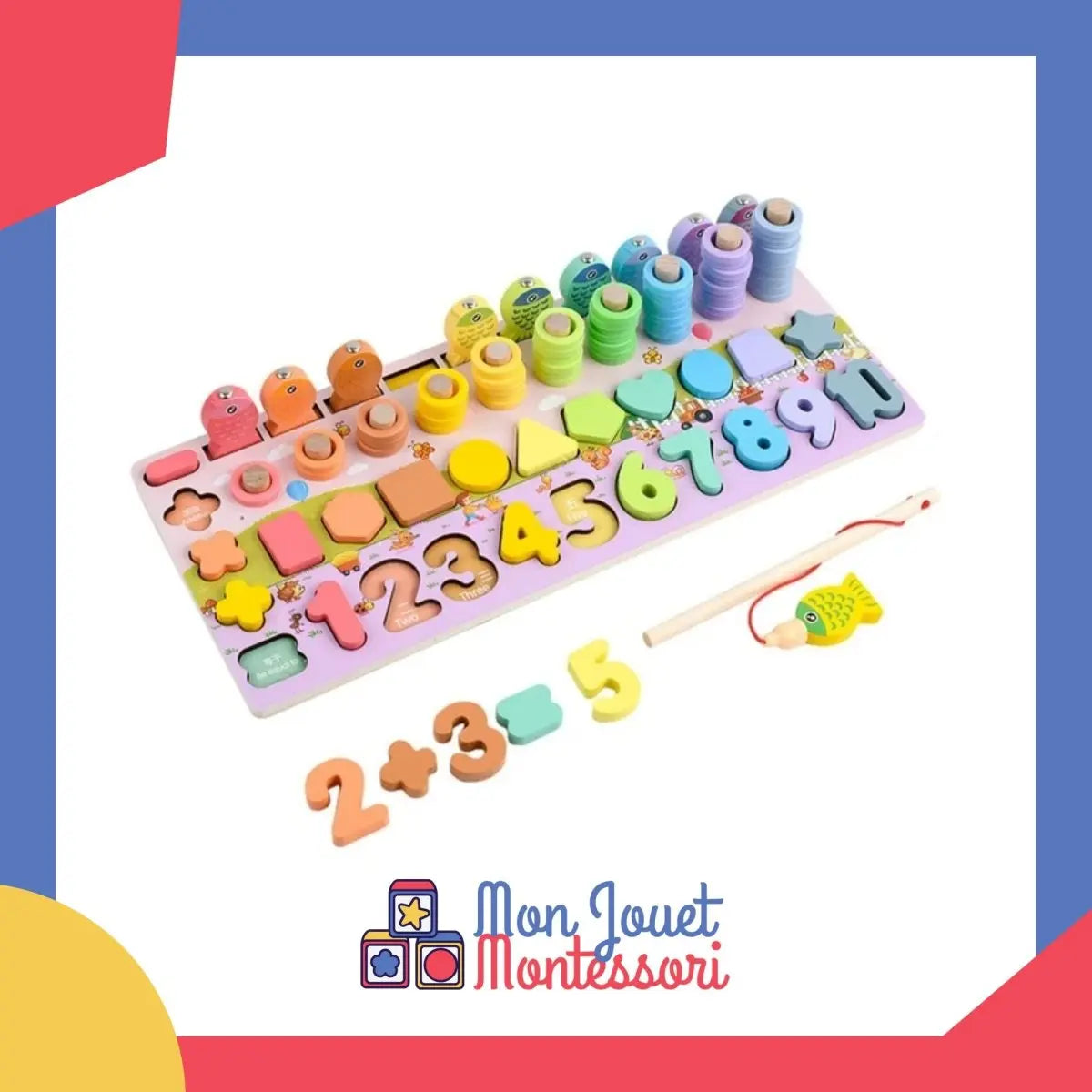 Planche Montessori avec poissons et formes pour apprentissage ludique