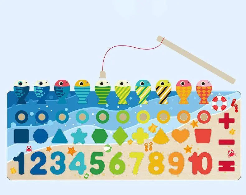 Planche Montessori en bois avec formes géométriques colorées