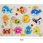Puzzle en bois avec pièces d'animaux marins colorés