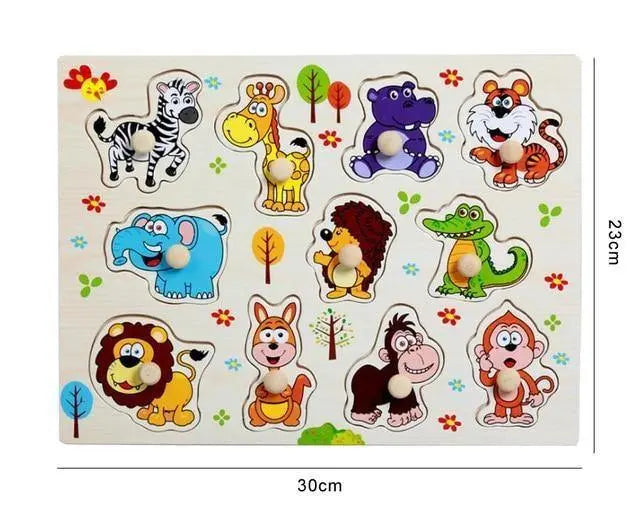 Puzzle en bois avec animaux de la jungle colorés