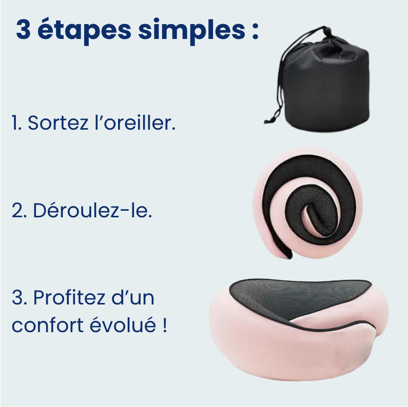 Vue latérale d'un coussin de voyage en position pliée