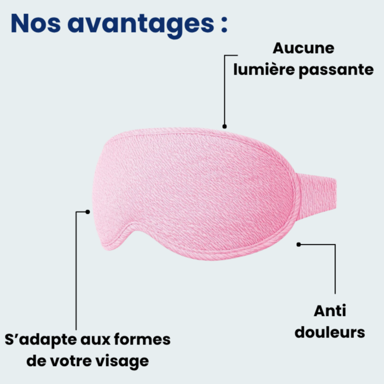 Masque de sommeil en cuir noir sur fond blanc