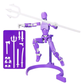 Figure magnétique flexible violette en position accroupie