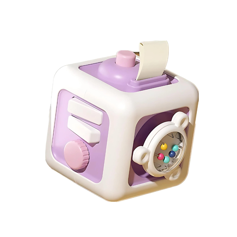 Cube sensoriel en plastique ABS durable, couleur mauve