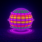 Boule LED violette flottant dans un environnement sombre