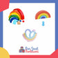 Puzzle arc-en-ciel en bois sur fond blanc