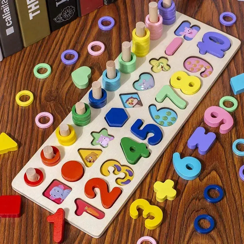 Vue rapprochée des pièces de puzzle en bois multicolores