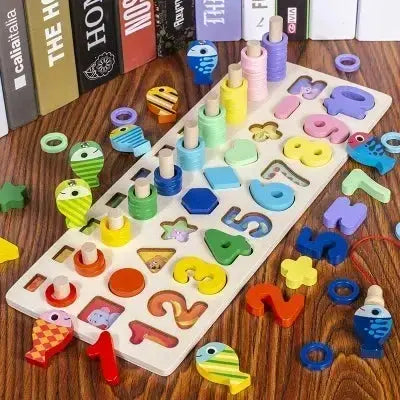 Détails des pièces colorées et des poissons pour apprendre