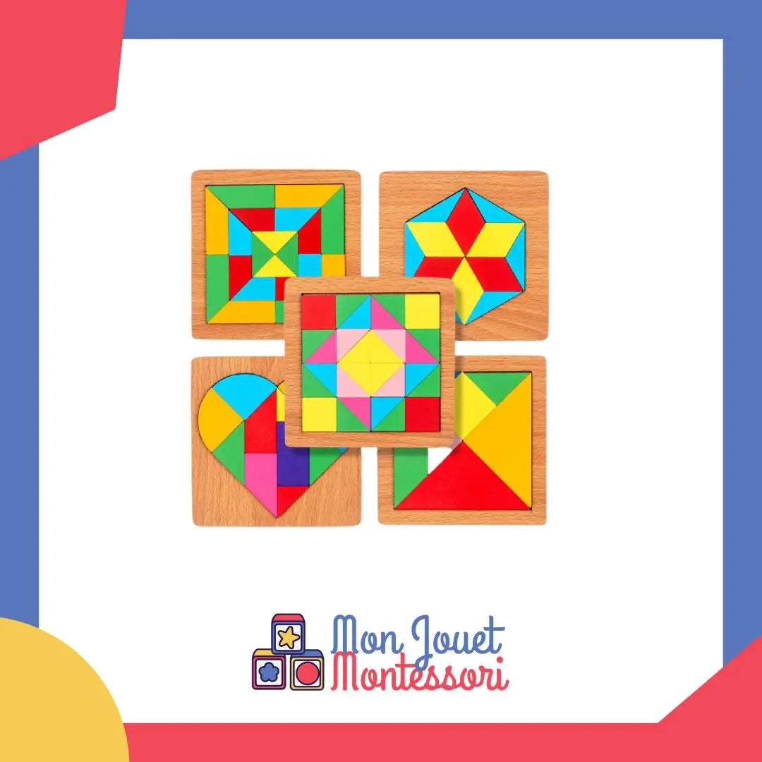 Puzzle Tangram complet avec formes colorées bien agencées