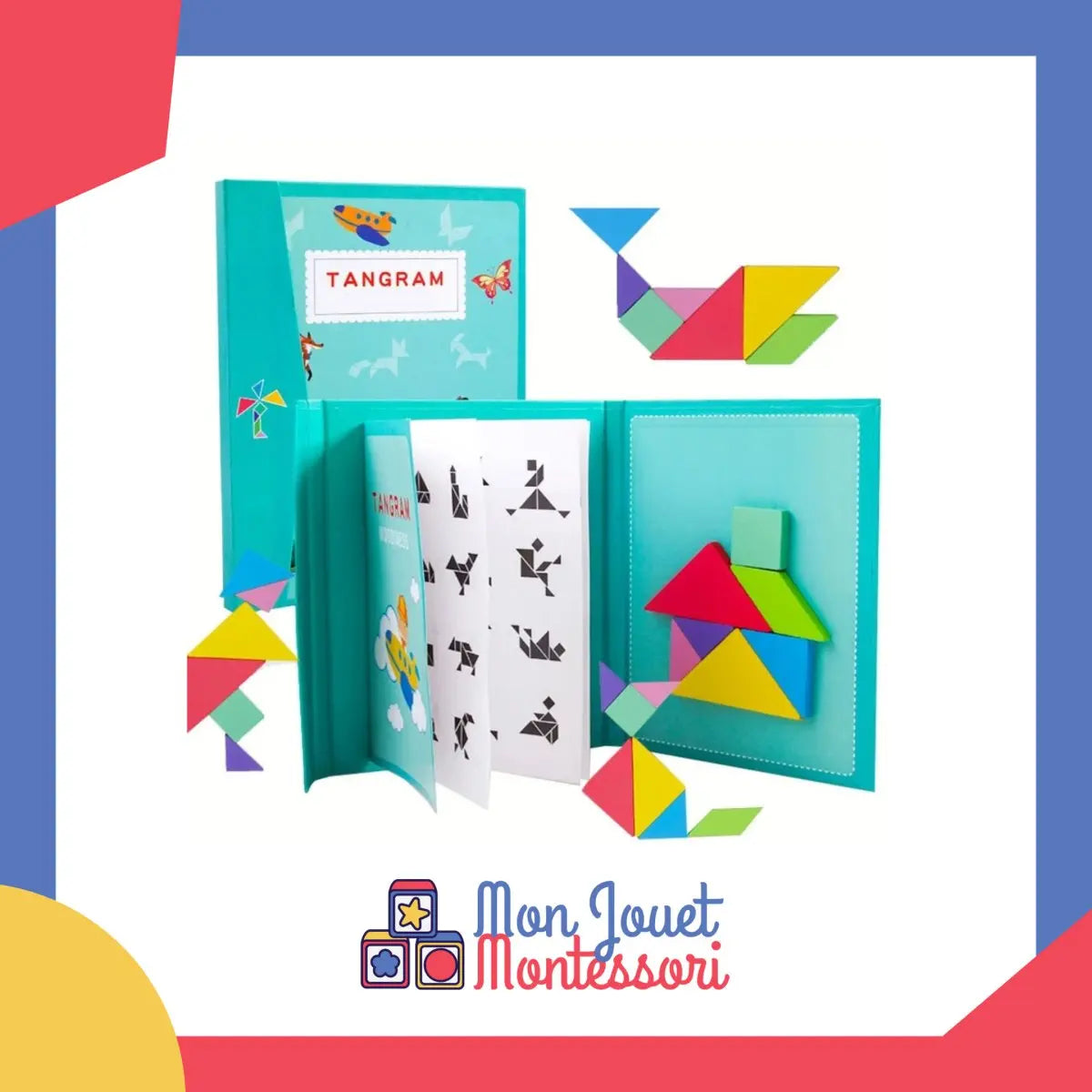 Tangram magnétique avec modèle d'oiseau sur fond blanc