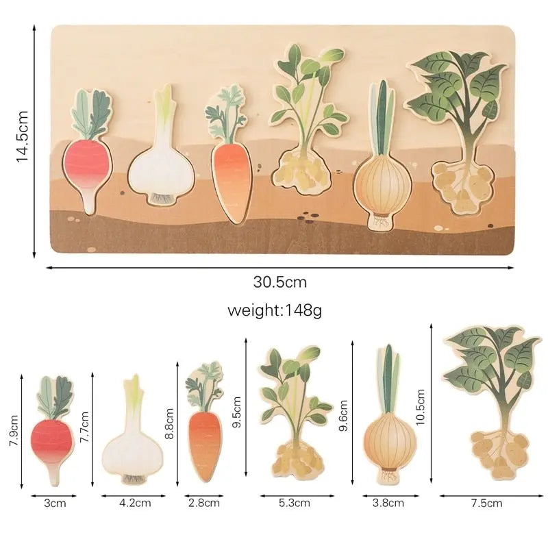 Ensemble complet du puzzle montrant divers légumes souterrains