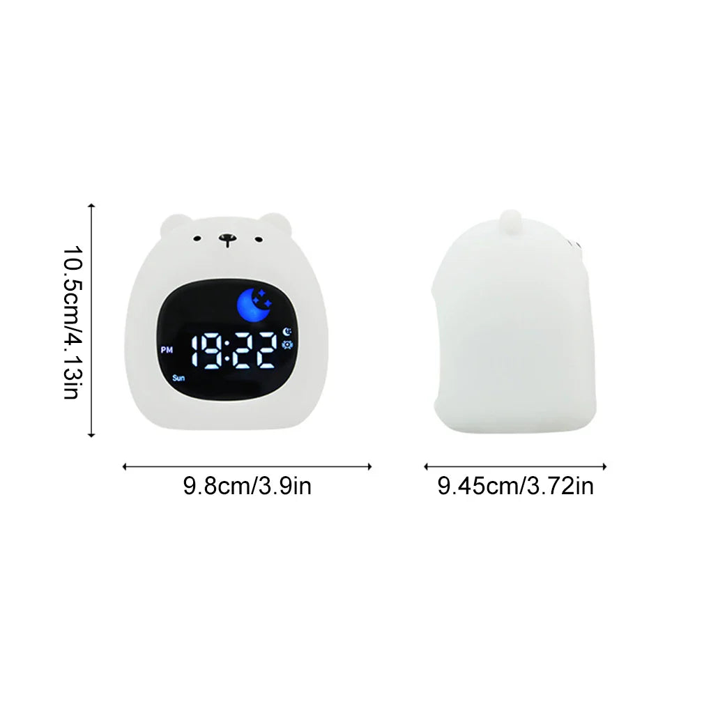 Réveil veilleuse enfant, lumière tamisée, surface en silicone