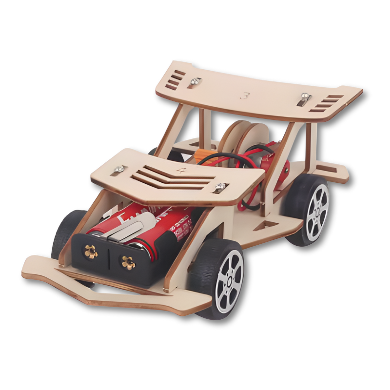 Voiture de course en bois avec détails de construction DIY