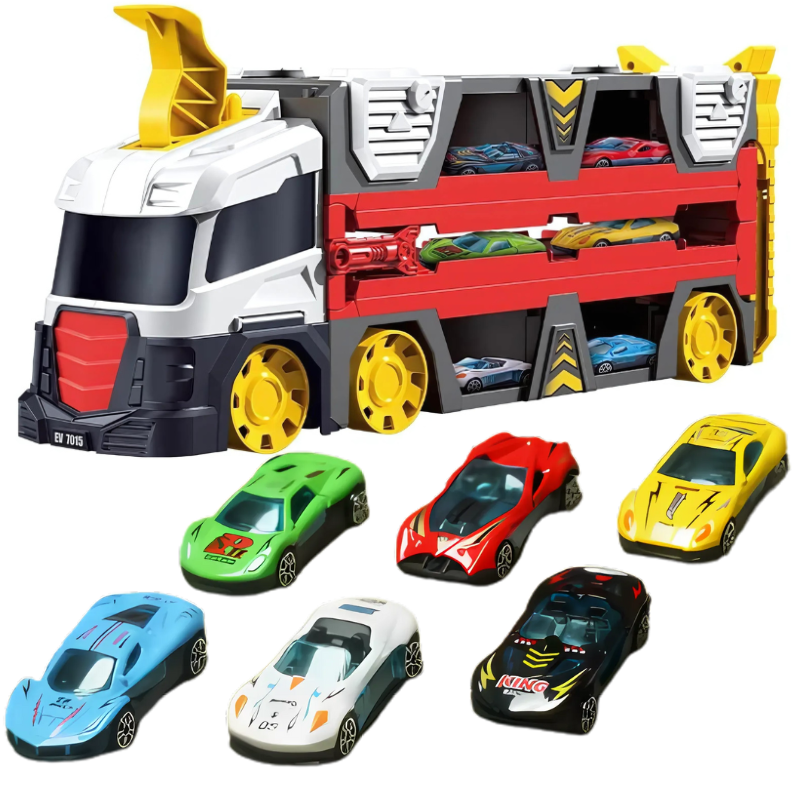 Voiture rouge en aluminium sur la piste transformée