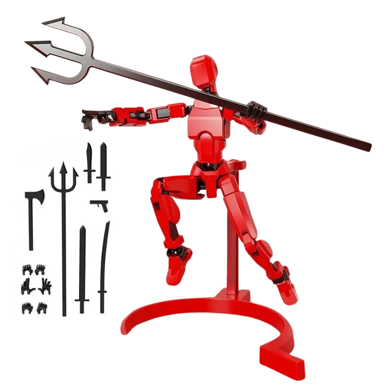 Figure magnétique flexible rouge en mouvement