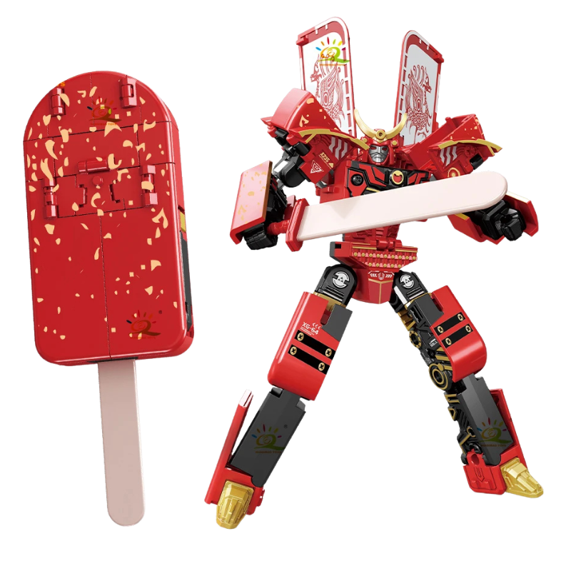Robot transformable rouge, design cornet de glace