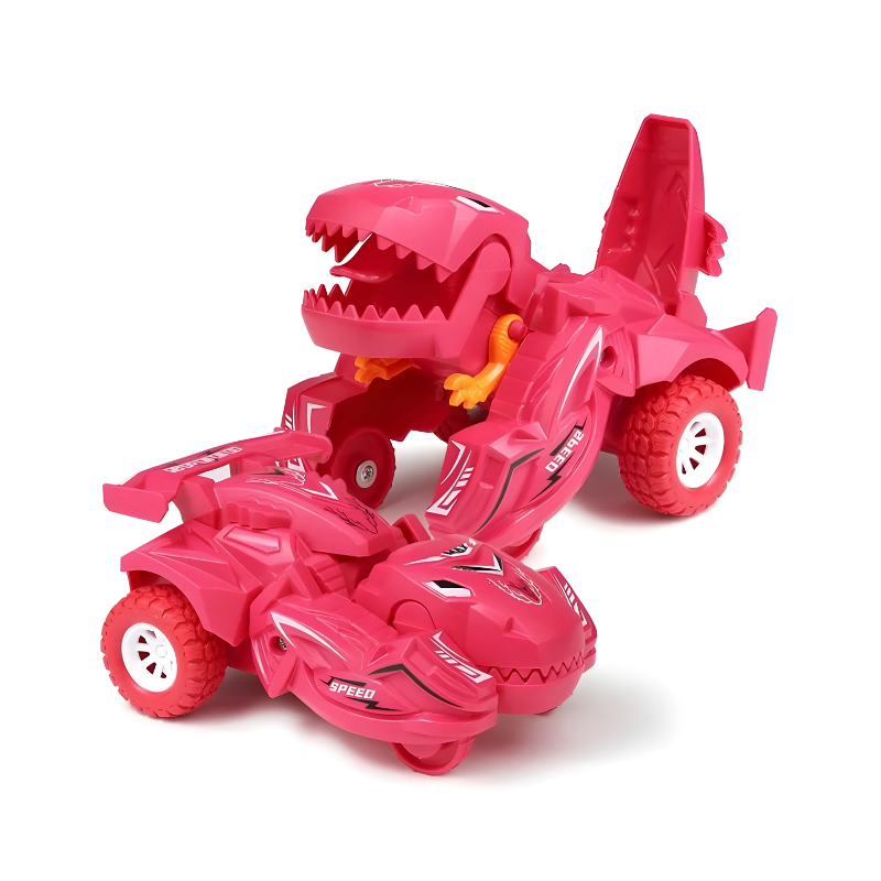 Voiture dinosaure transformable en rouge intense
