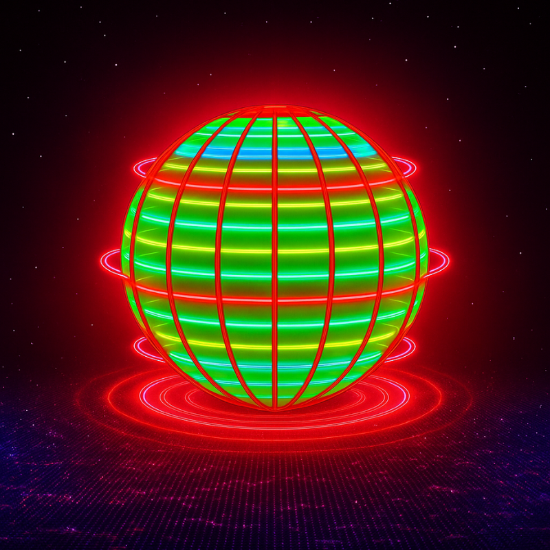 Boule LED rouge en suspension, lumière vive et attrayante