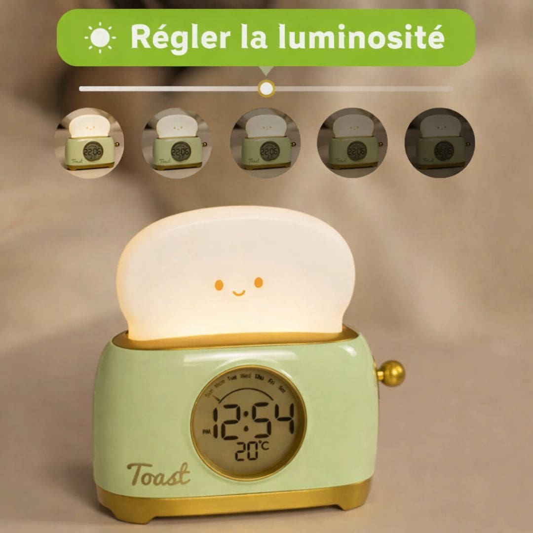 Réveil veilleuse avec câble USB connecté à l'arrière