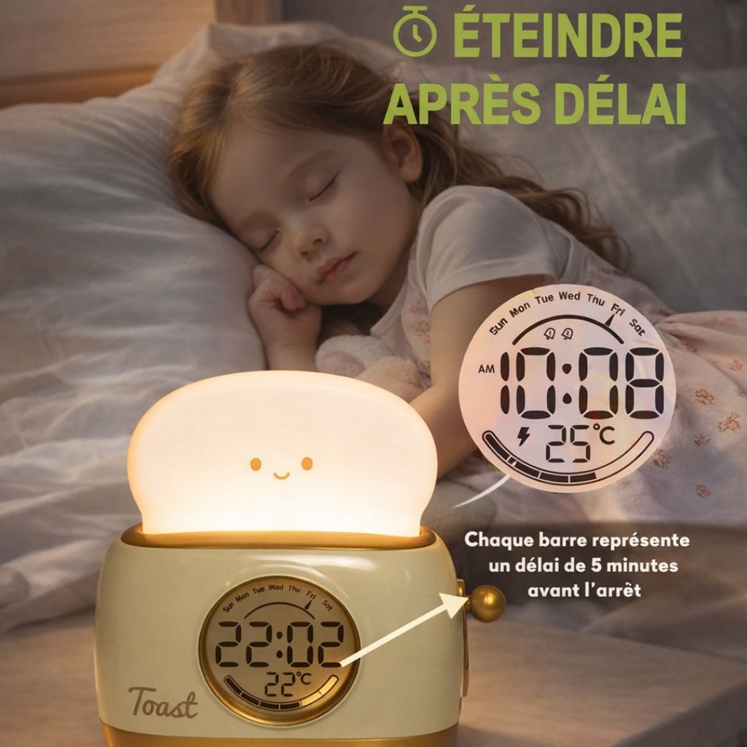 Réveil enfant avec écran digital affichant l'heure